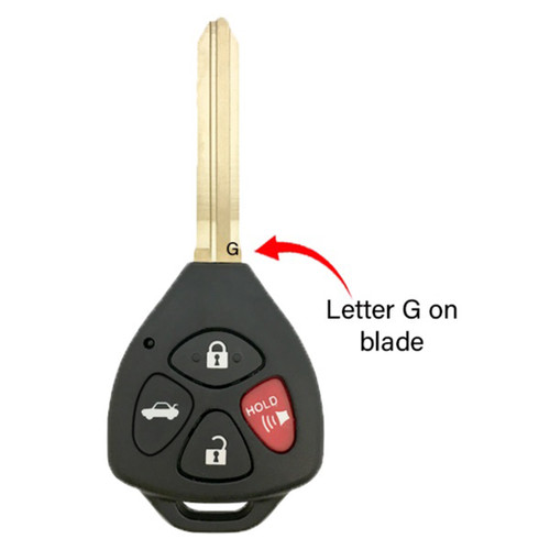 Toyota 4-Button Remote Head Key, ID 180456, TOY049
