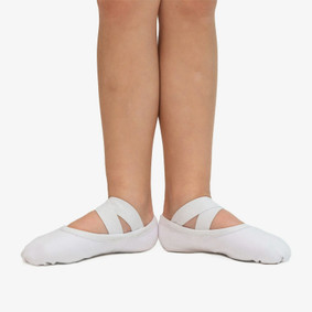 Child Stretch Canvas Split Sole Ballet Slipper - White