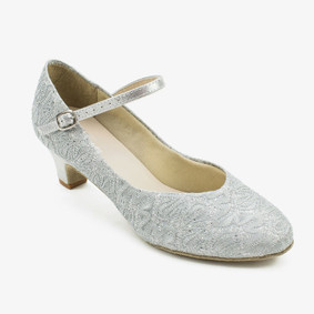 1.5" Heel Closed Toe Ballroom Shoe - Rachelle - Silver + Gold