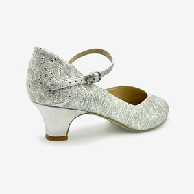 1.5" Heel Closed Toe Ballroom Shoe - Rachelle - Silver + Gold