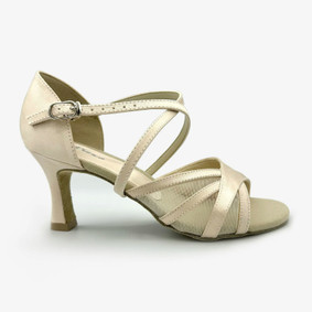 2.5" Heel Ballroom Shoe with Mesh Straps on Toe - Rikki