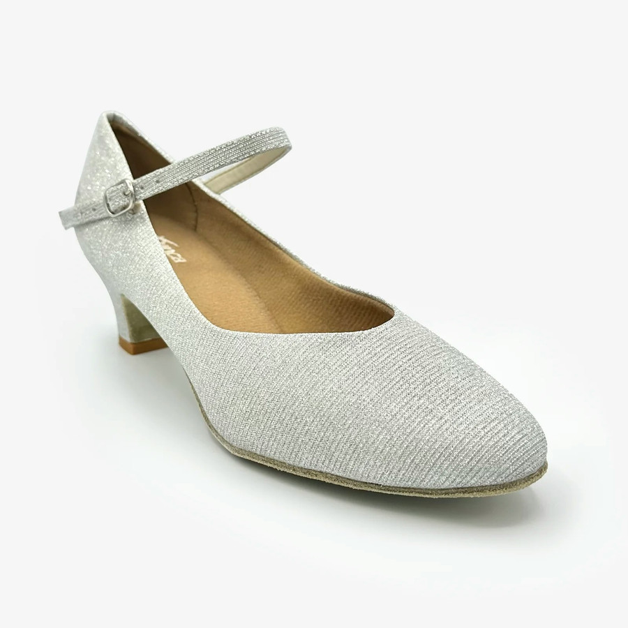 1.5" Heel Closed Toe Ballroom Shoe - Rachelle - Silver + Gold