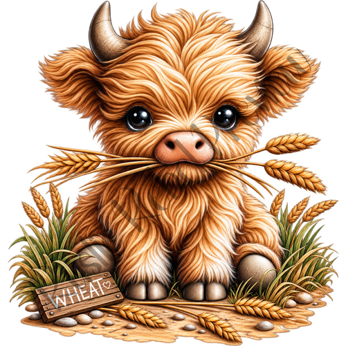 Highland Calf with Wheat