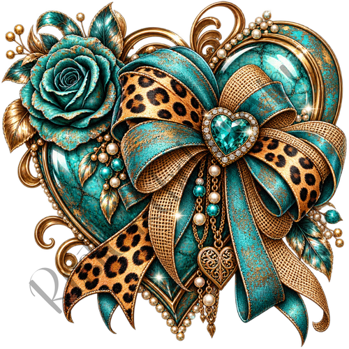 Teal Western Heart