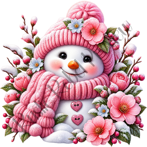 Pink Bundled Up Snowman