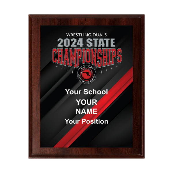 2024 MPSSAA Wrestling Duals State Championship 8x10 Plaque