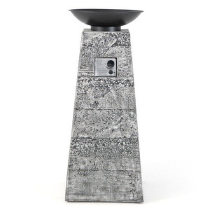 48 Inch Propane Fire Bowl Column with Lava Rocks and PVC Cover-Gray - Color: Gray D681-NP10641HS 48 Inch Propane Fire Bowl Column with Lava Rocks and PVC Cover-Gray - Color: Gray D681-NP10641HS