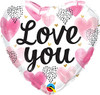Love you pink watercolor hearts - Helium Filled Balloons - Balloon Delivery by Everyday Flower.com