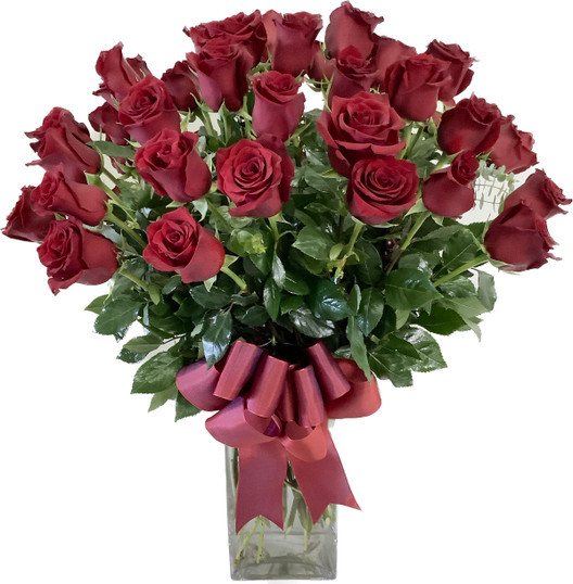 Fifty Long Stem Red Roses with Vase