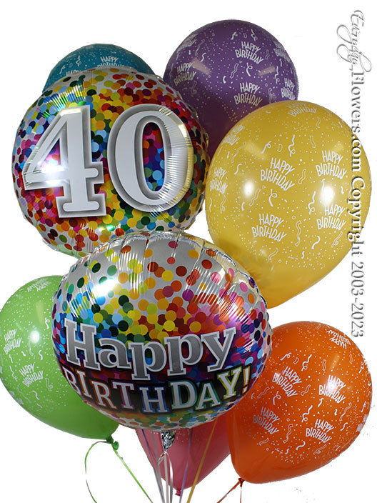 Blue biodegradable latex balloons - 40th birthday