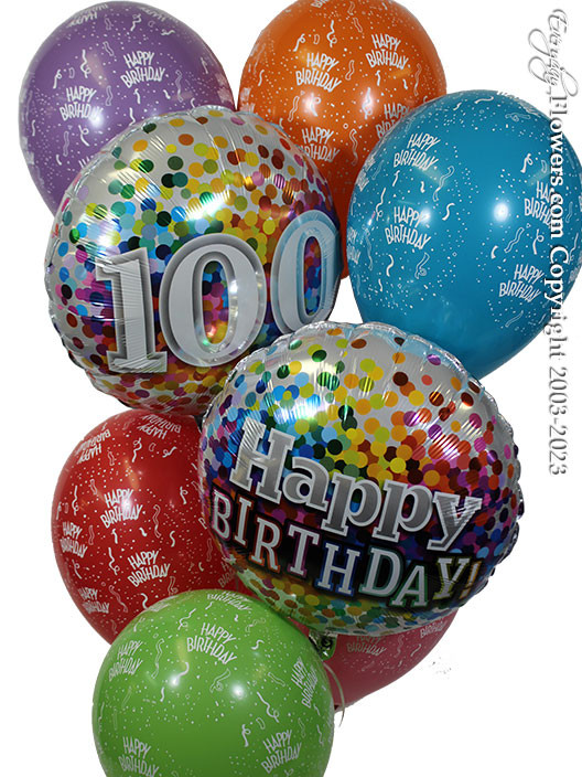 100 Happy Birthday Balloon Bouquet - 100 Balloon Bouquet - Everyday Flowers - Orange County, CA