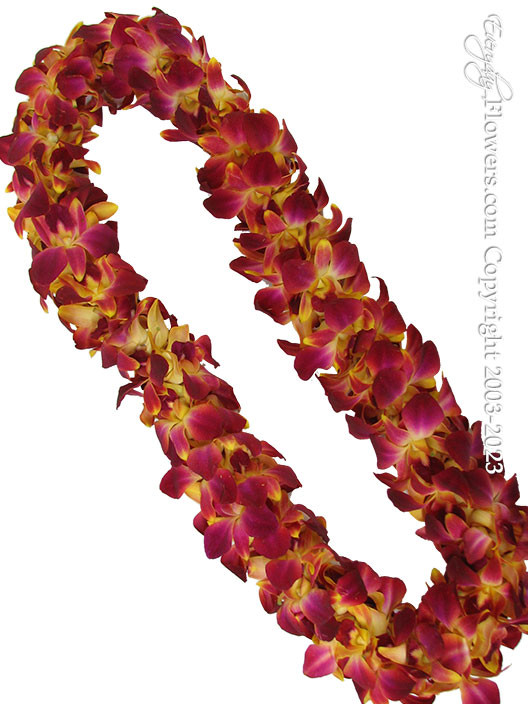 Burgundy & Gold Orchid Lei - USC Graduation Lei