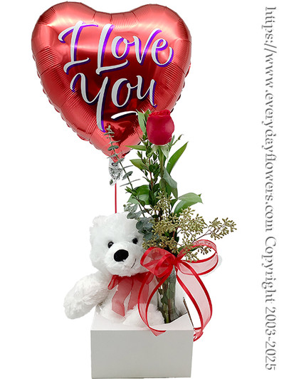 I Love You Stuffed Animal & Rose