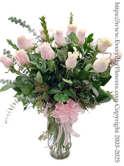 Two Dozen Light Pink Valentines Roses