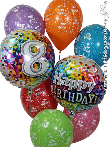 Happy Birthday Bubble Mylar Balloon Bouquet (6 Balloons) - Balloon Delivery  by