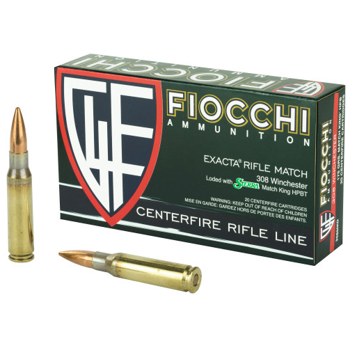 Fiocchi Rifle | 308 Winchester | 175Gr | Boat Tail Hollow Point | 20 Rds/bx | Rifle Ammo