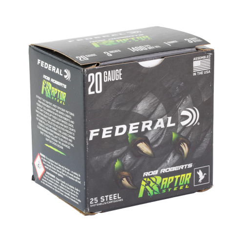 Federal Raptor Steel | 20 Gauge 3" | #3 Shot | Steel Shot | 25 Rds/bx | Shotshell Ammo