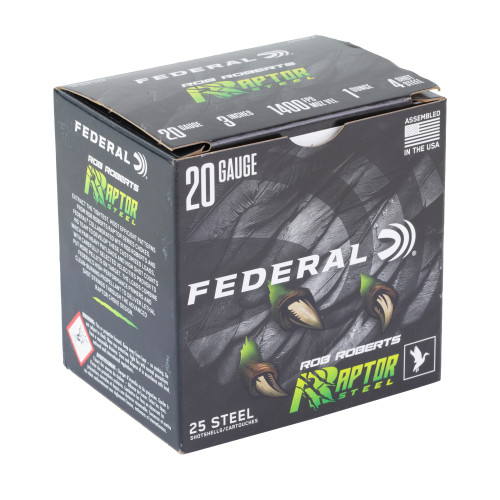 Federal Raptor Steel | 20 Gauge 3" | #4 Shot | Steel Shot | 25 Rds/bx | Shotshell Ammo