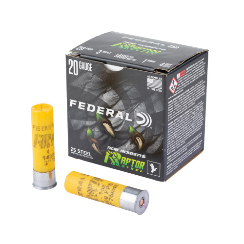 Federal Raptor Steel | 20 Gauge 3" | #4 Shot | Steel Shot | 25 Rds/bx | Shotshell Ammo