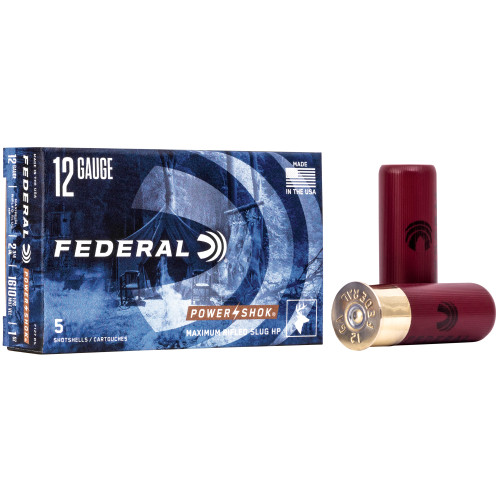 Federal PowerShok 12 Gauge 2.75 in Rifled Slug Shotgun Ammo - 5rd Box