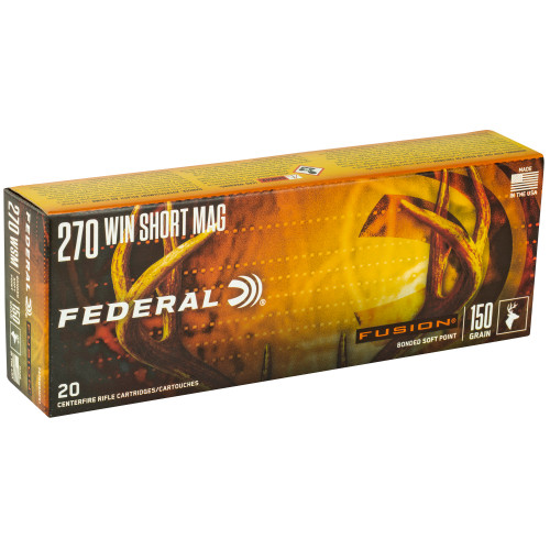 Federal Fusion 270 Winchester Short Magnum 150gr Boat Tail Rifle Ammo - 20rd Box - Image 2