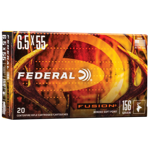 Federal Fusion 6.5x55 Swedish 156gr Solid Base Rifle Ammo - 20rd Box