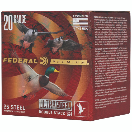 Federal Ultra Steel 20 Gauge 3 in #2 and #4 Steel Shot Shotgun Ammo - 25rd Box