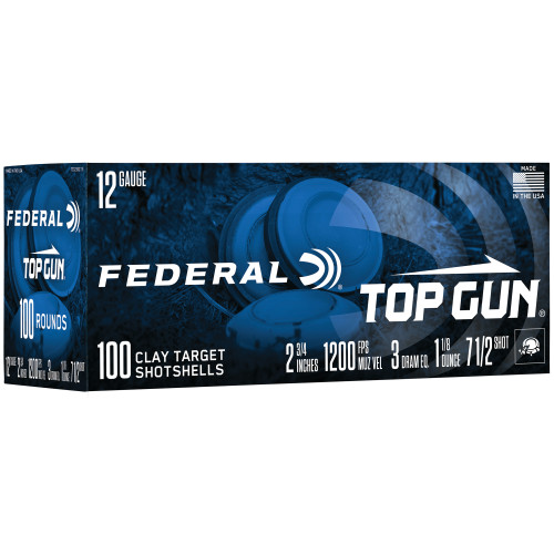 Federal Top Gun 12 Gauge 2.75 in #7.5 Shot Partition Shotgun Ammo - 100rd Box