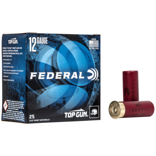Federal Top Gun 12 Gauge 2.75 in #8 Shot Partition Shotgun Ammo - 25rd Box 25/250 TGL128