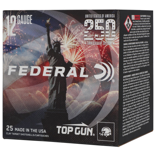 Federal Top Gun 12 Gauge 2.75 in #8 Shot Partition Shotgun Ammo - 25rd Box 250th Anv Usa