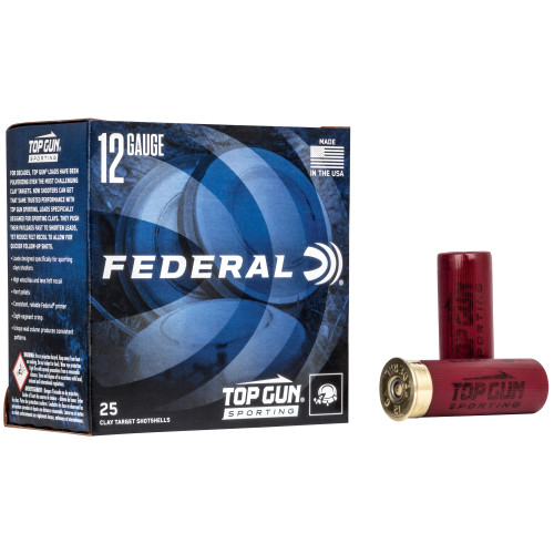Federal Top Gun 12 Gauge 2.75 in #8 Shot Partition Shotgun Ammo - 25rd Box TGS1288