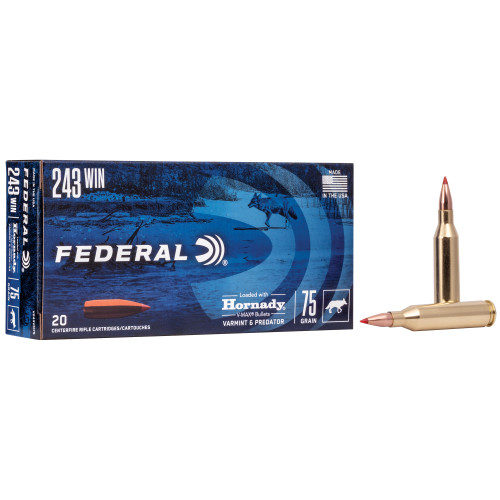 Federal Varmint & Predator 243 Winchester 75gr V-Max Rifle Ammo - 20rd Box
