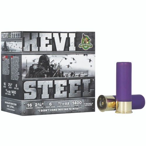 HEVI-Shot HEVI-Steel 16 Gauge 2.75 in #6 Shot Steel Shot Shotgun Ammo - 25rd Box - Image 2