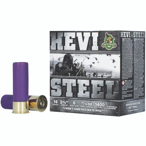 HEVI-Shot HEVI-Steel 16 Gauge 2.75 in #6 Shot Steel Shot Shotgun Ammo - 25rd Box