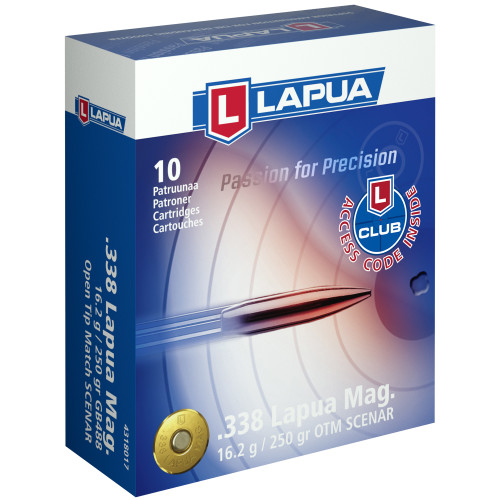 Lapua Scenar 338 Lapua 250gr Open Tip Match Rifle Ammo - 10rd Box