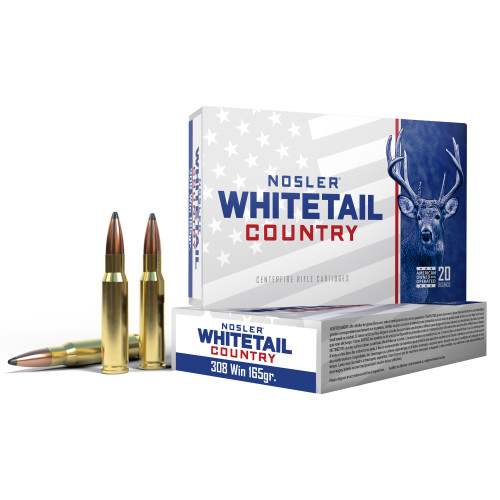 NOSLER Whitetail Country 308 Winchester 165gr Solid Base Rifle Ammo - 20rd Box