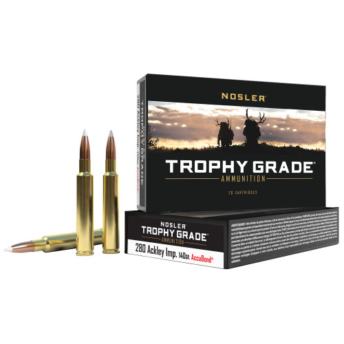NOSLER Trophy Grade 280 Ackley Improved 140gr AccuBond Rifle Ammo - 20rd Box