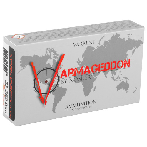 NOSLER Varmageddon 22-250 Remington 55gr Flat Base Tipped Rifle Ammo - 20rd Box - Image 2