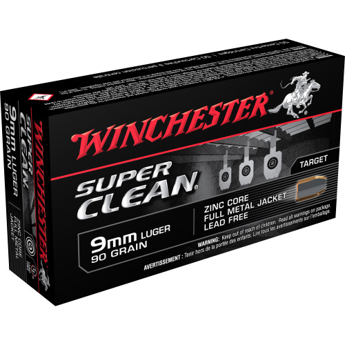 Winchester Ammunition Super Clean 9mm 90gr Full Metal Jacket Handgun Ammo - 50rd Box