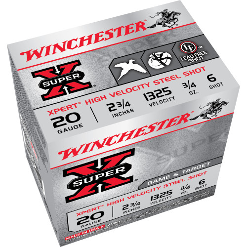 Winchester Ammunition Xpert 20 Gauge 2.75 in #6 Shot Steel Shot Shotgun Ammo - 25rd Box