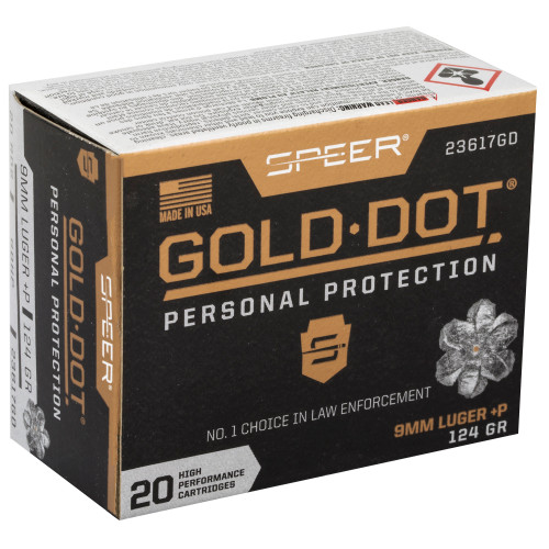 Speer Ammunition Gold Dot 9mm 124gr Gold Dot Hollow Point Handgun Ammo - 20rd Box 9mm+p - Image 2