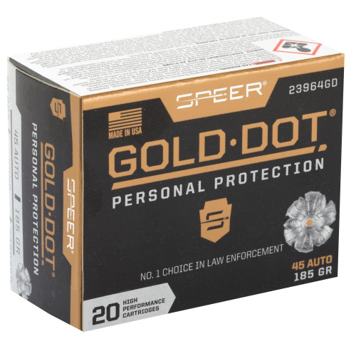 Speer Ammunition Gold Dot 45 ACP 185gr Gold Dot Hollow Point Handgun Ammo - 20rd Box - Image 2