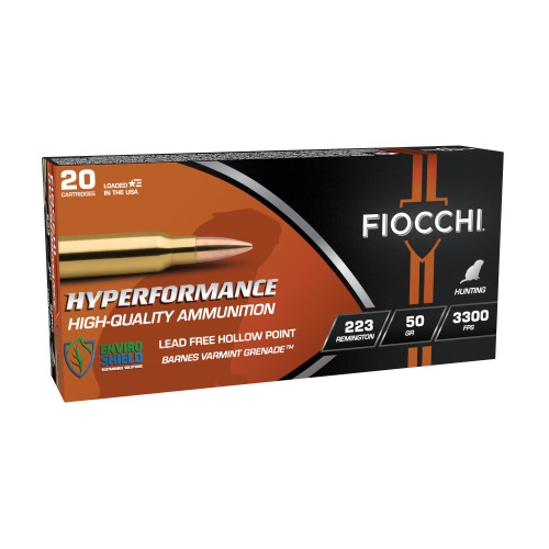 Fiocchi Ammunition Hyperformance 223 Remington 50gr Hollow Point Rifle Ammo - 20rd Box
