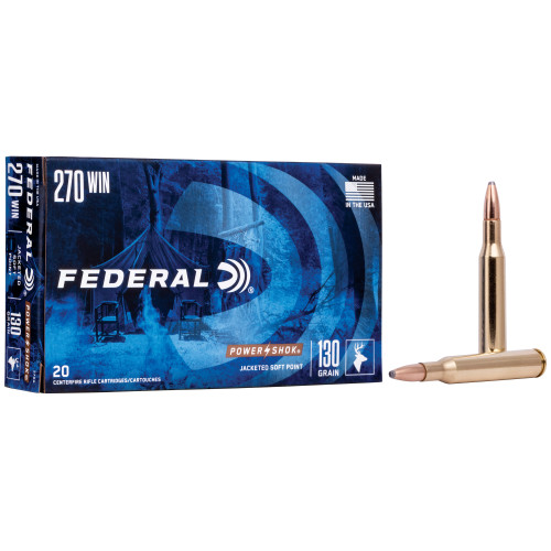 Federal PowerShok 270 Winchester 130gr Solid Base Rifle Ammo - 20rd Box