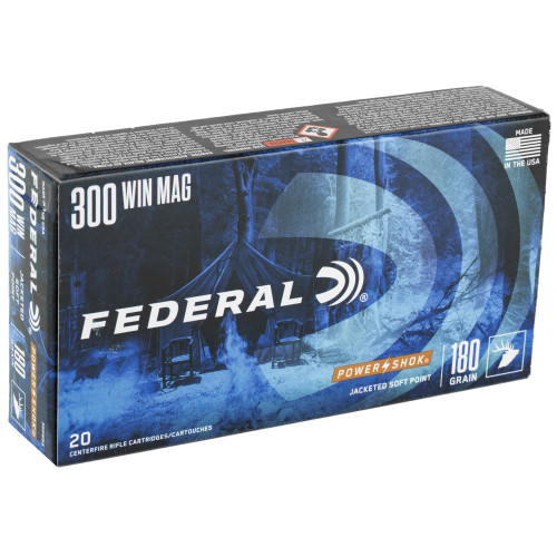 Federal PowerShok 300 Winchester Magnum 180gr Solid Base Rifle Ammo - 20rd Box - Image 2