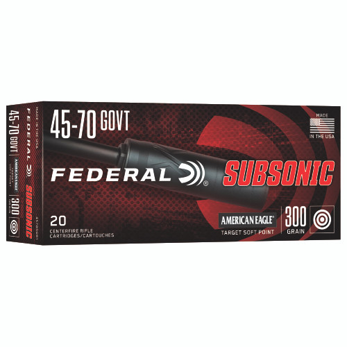 Federal American Eagle 45-70 Government 300gr Solid Base Rifle Ammo - 20rd Box Subso Tsp 20/200
