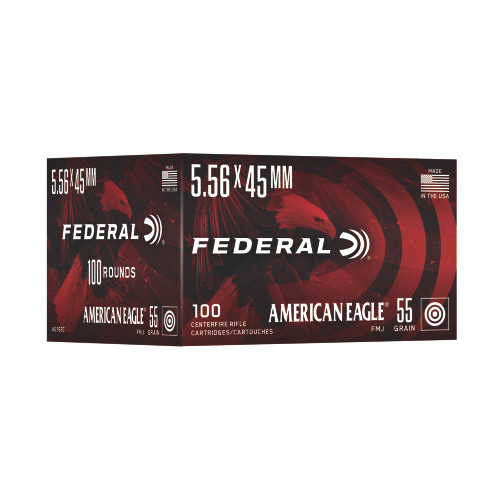 Federal American Eagle 5.56 NATO 55gr Full Metal Jacket Rifle Ammo - 100rd Box