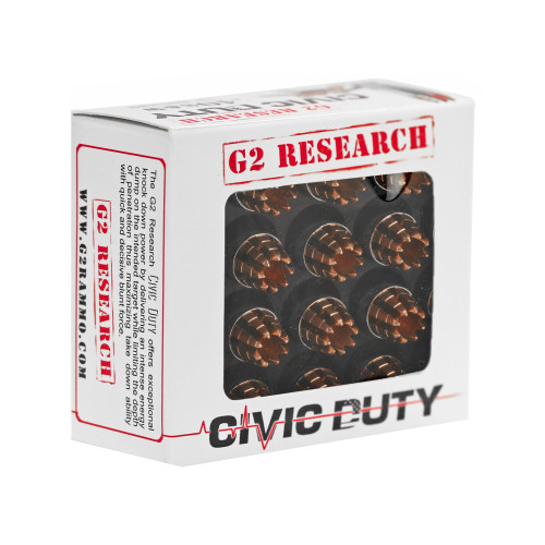G2 Research Civic Duty 40 S&W 122gr Copper Handgun Ammo - 20rd Box - Image 2