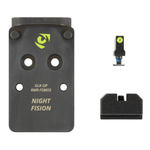 Night Fision Optic Plate + Backup Sight Combo Night Sights for Glock 17/19 MOS Rmr/507c