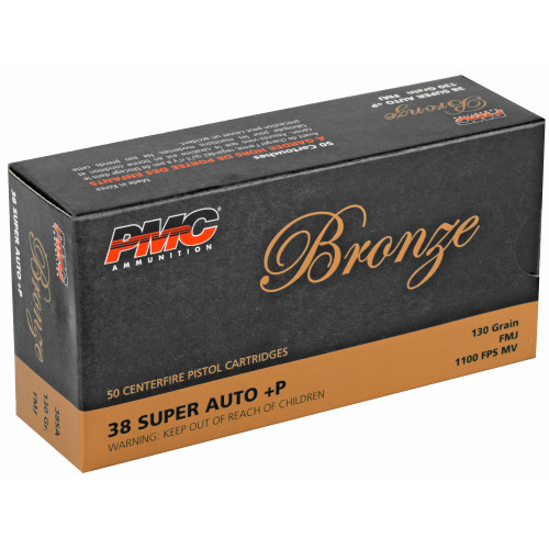 PMC Ammunition Bronze 38 Super 130gr Full Metal Jacket Handgun Ammo - 50rd Box - Image 2